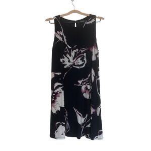 Lauren Ralph Lauren Dress Womens 12 Navy Floral Sleeveless Trapeze Swing Lined